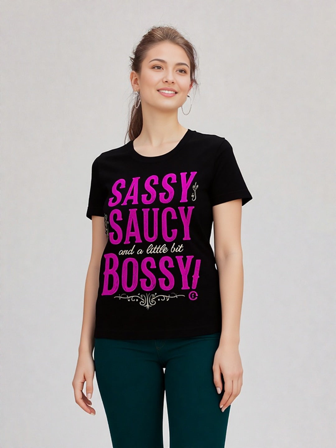 Women Typography Printed Round Neck Cotton T-shirt