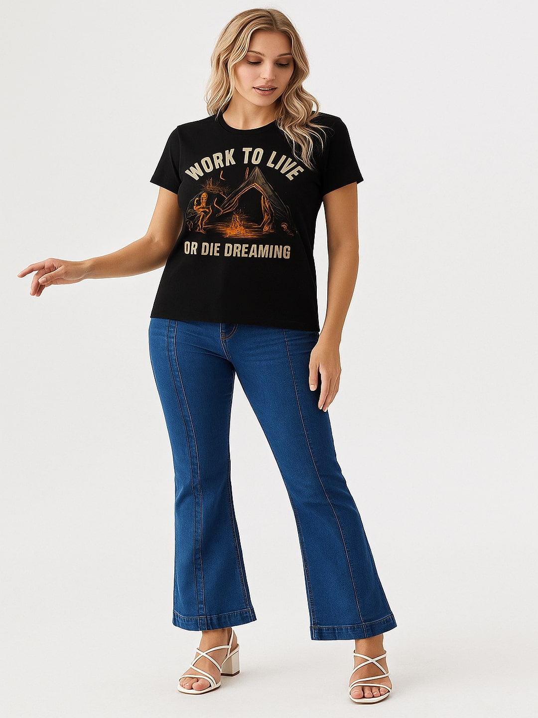 Women Typography Printed Round Neck Cotton T-shirt