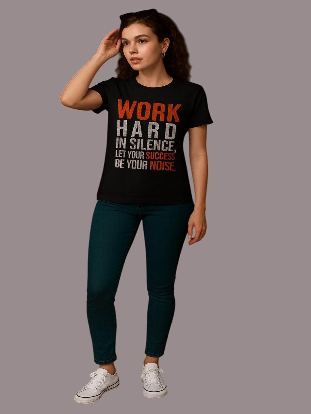 Women Typography Printed Round Neck Cotton T-shirt