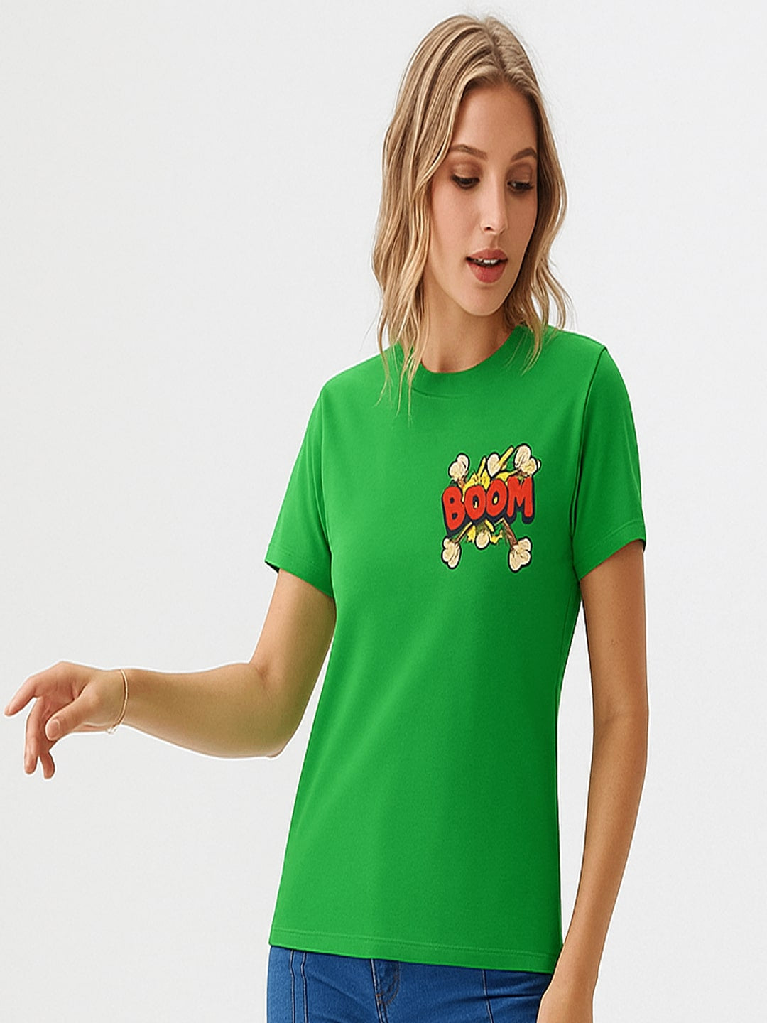 Women Typography Printed Round Neck Cotton T-shirt