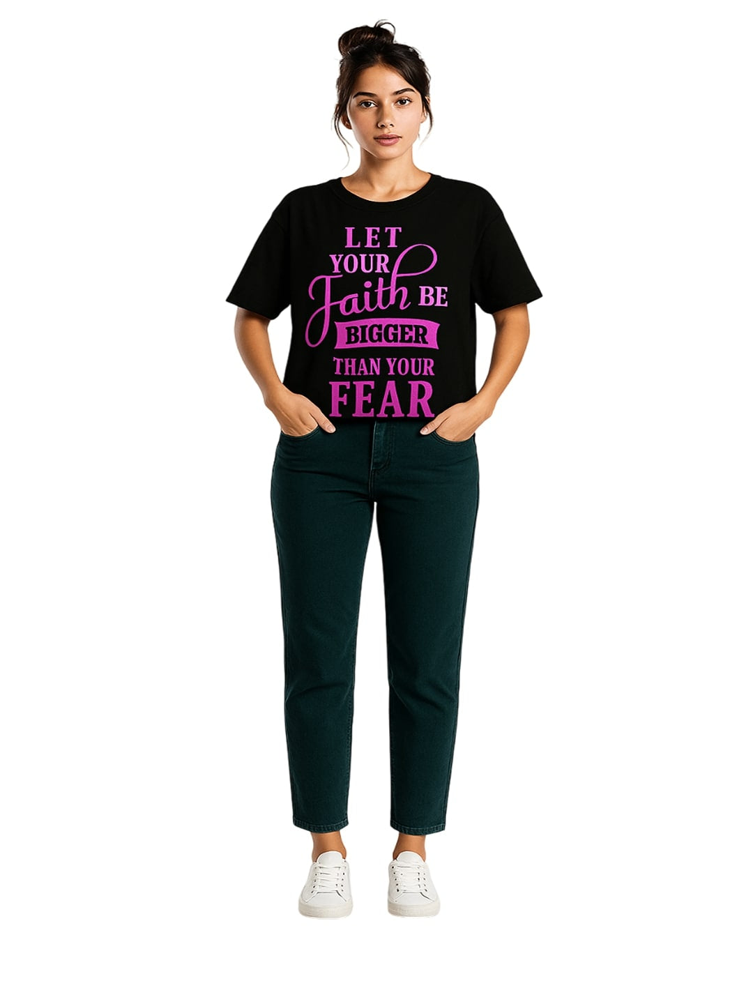 Women Typography Printed Round Neck Cotton T-shirt