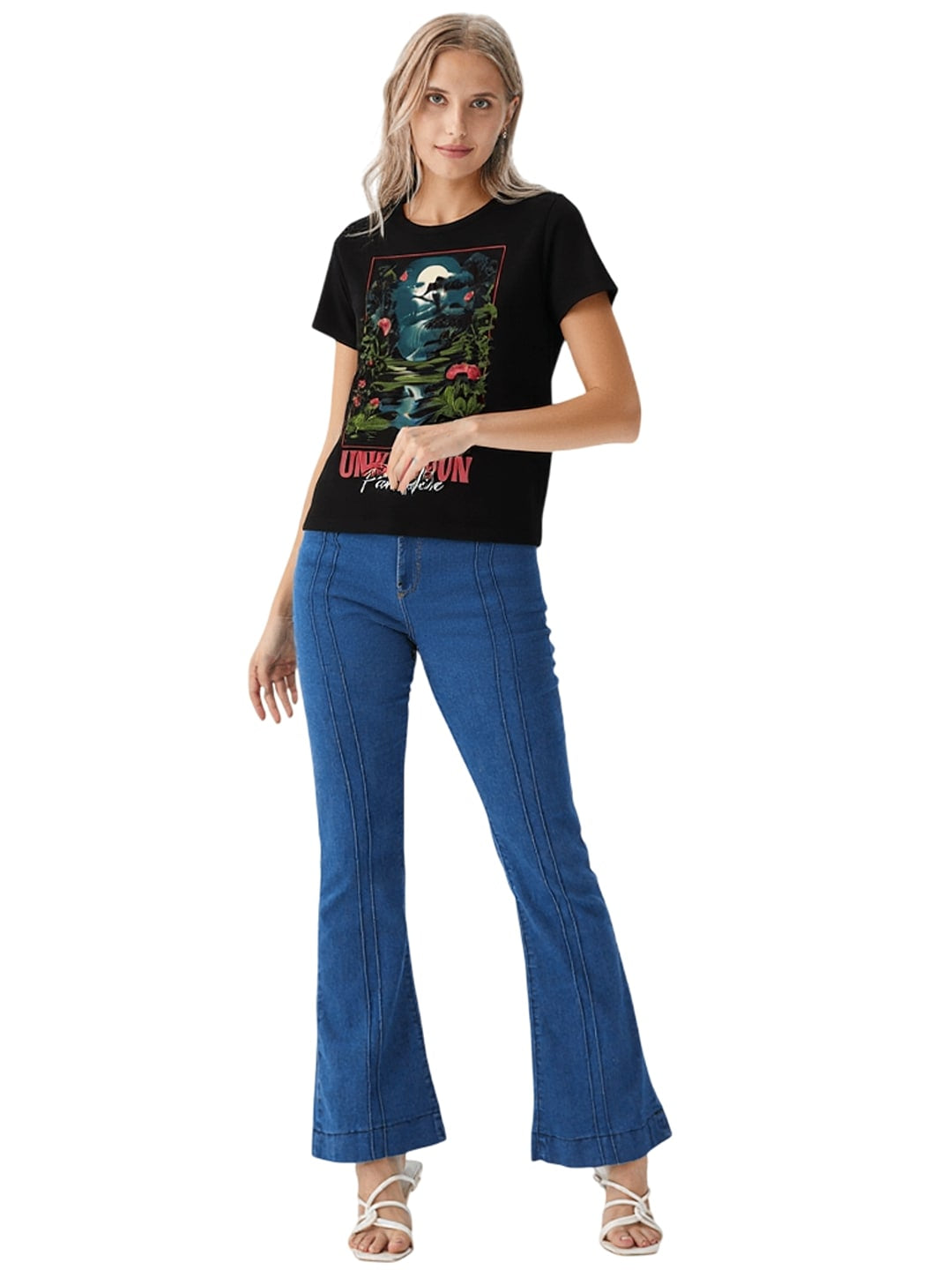 Women Graphic Printed Round Neck Cotton T-shirt