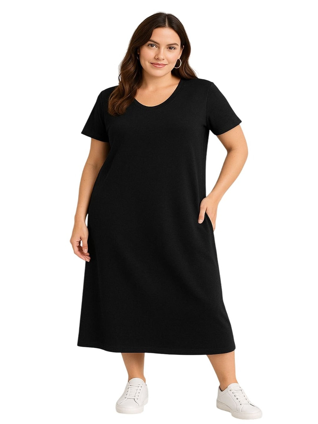 Women Cotton T-shirt Midi Dress