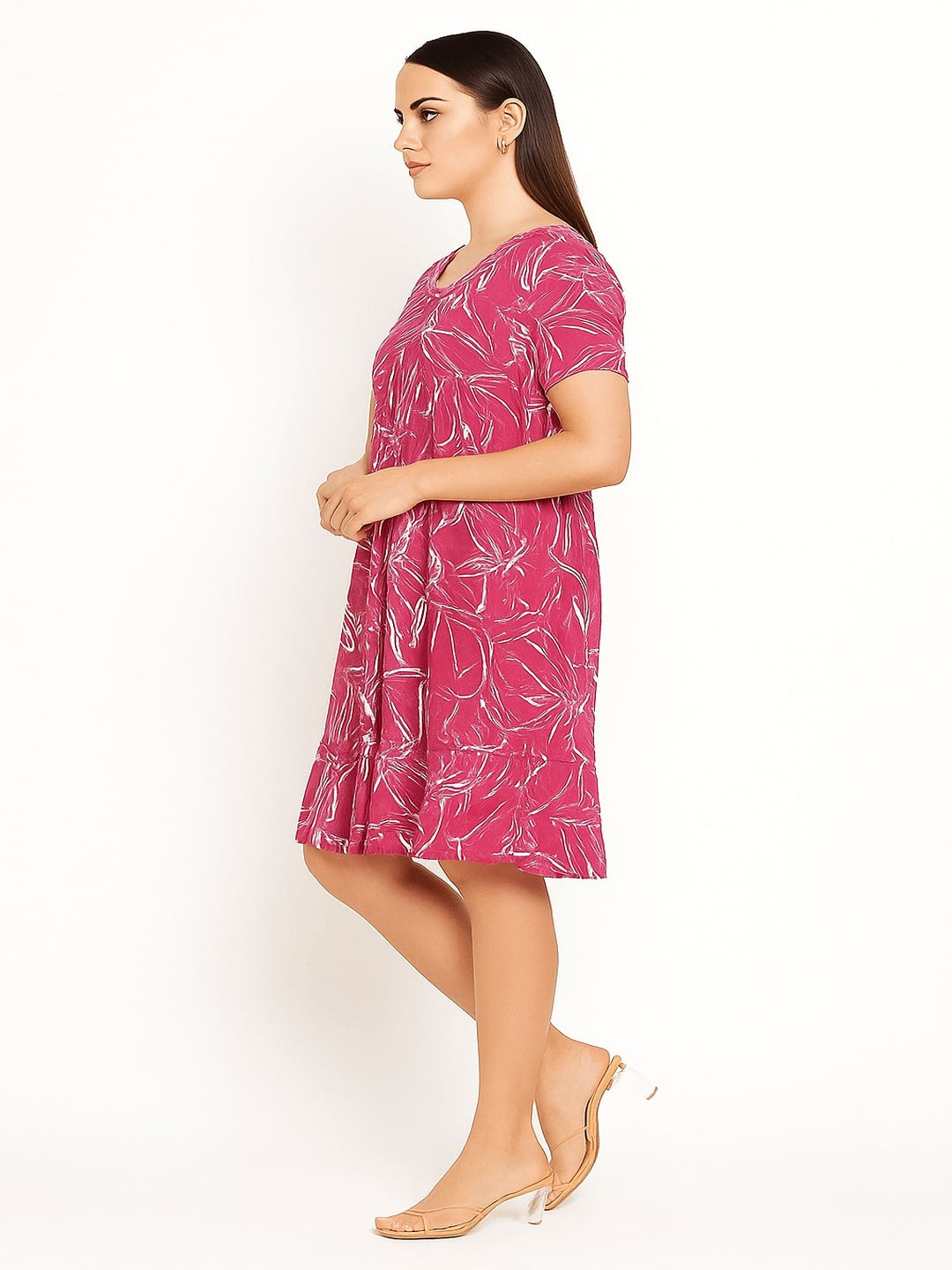 GAB Printed Gathered Dress Pink