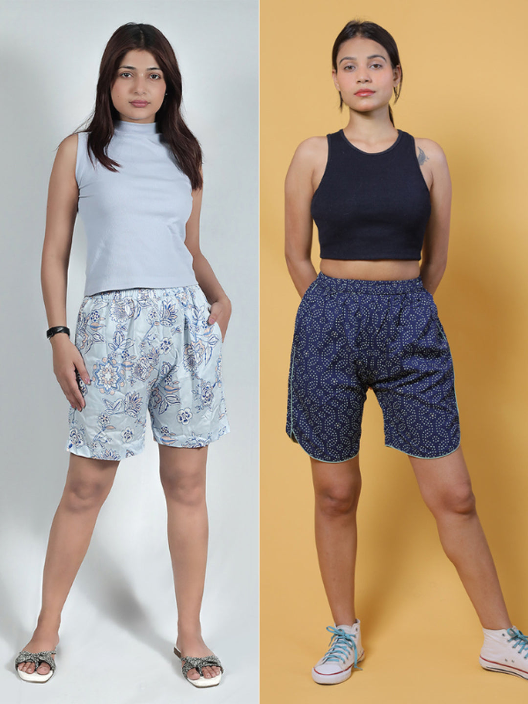 GAB Women/Girl Printed Shorts For Summer Set Of 2