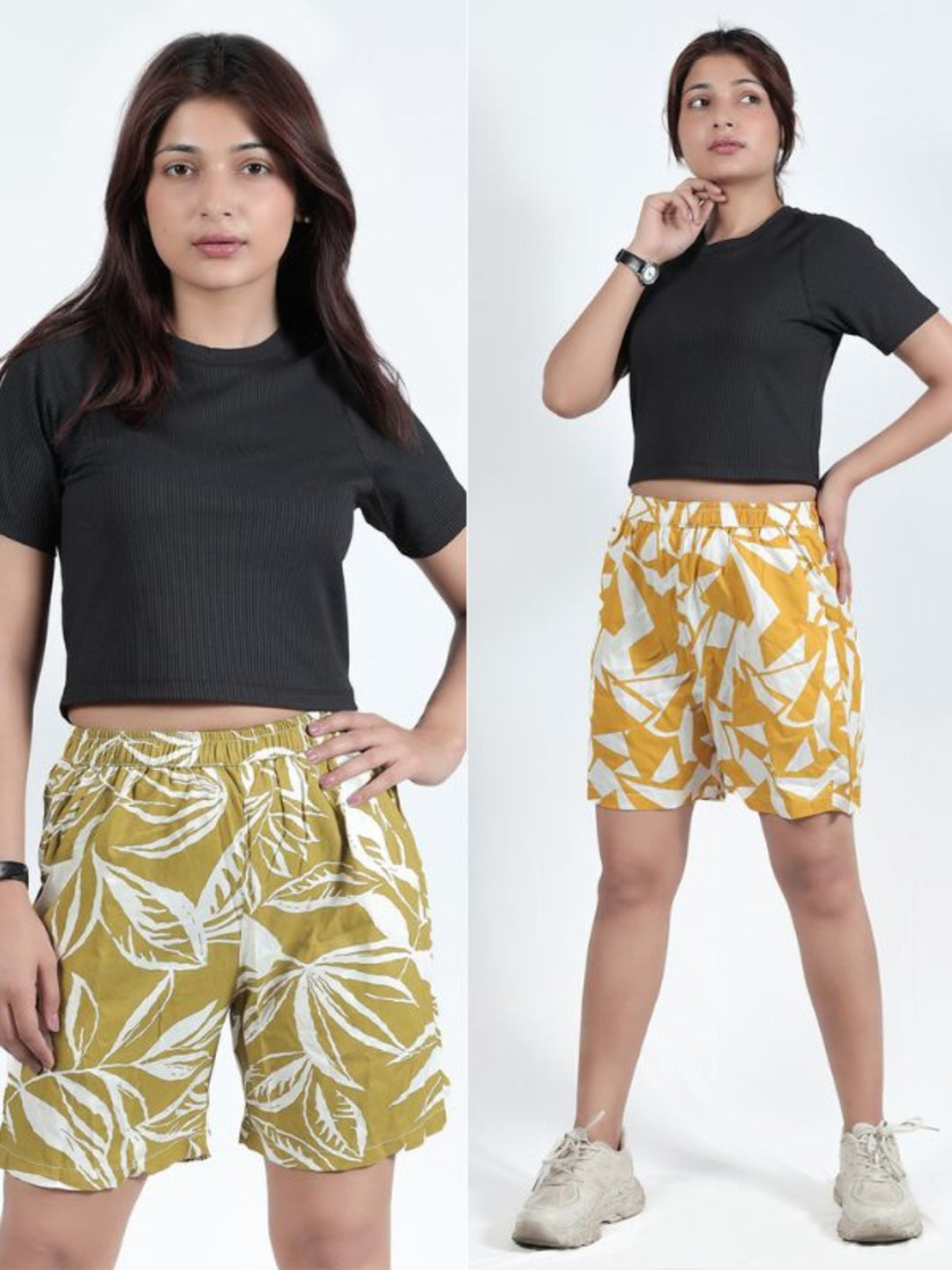 GAB Women/Girl Printed Shorts For Summer Set Of 2