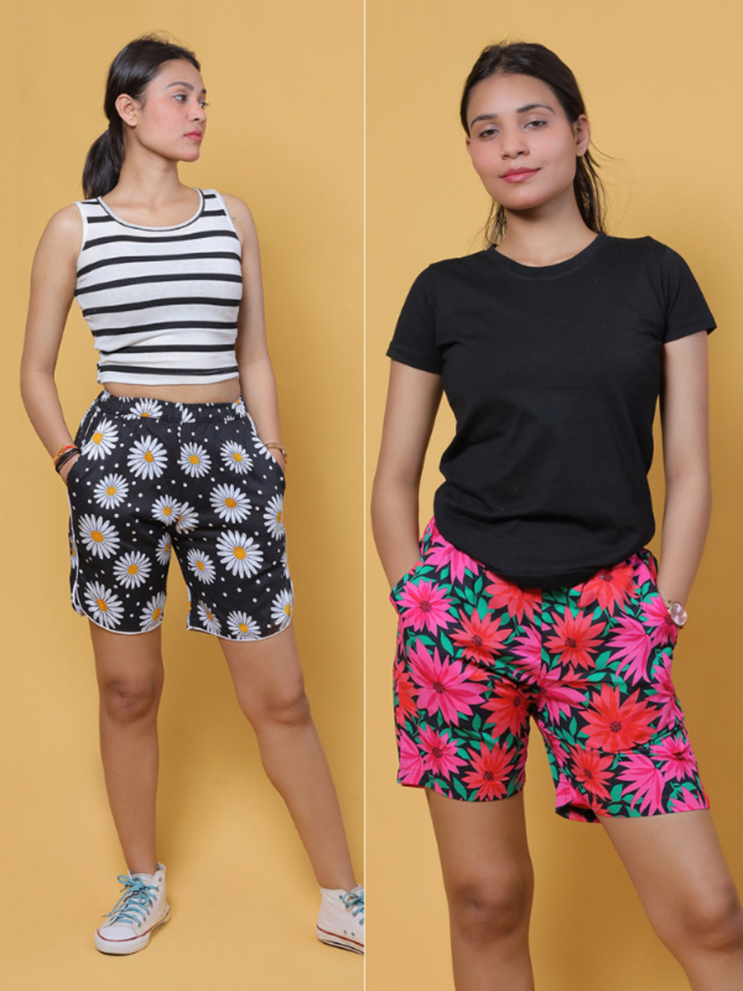 GAB Women/Girl Printed Shorts For Summer Set of 2