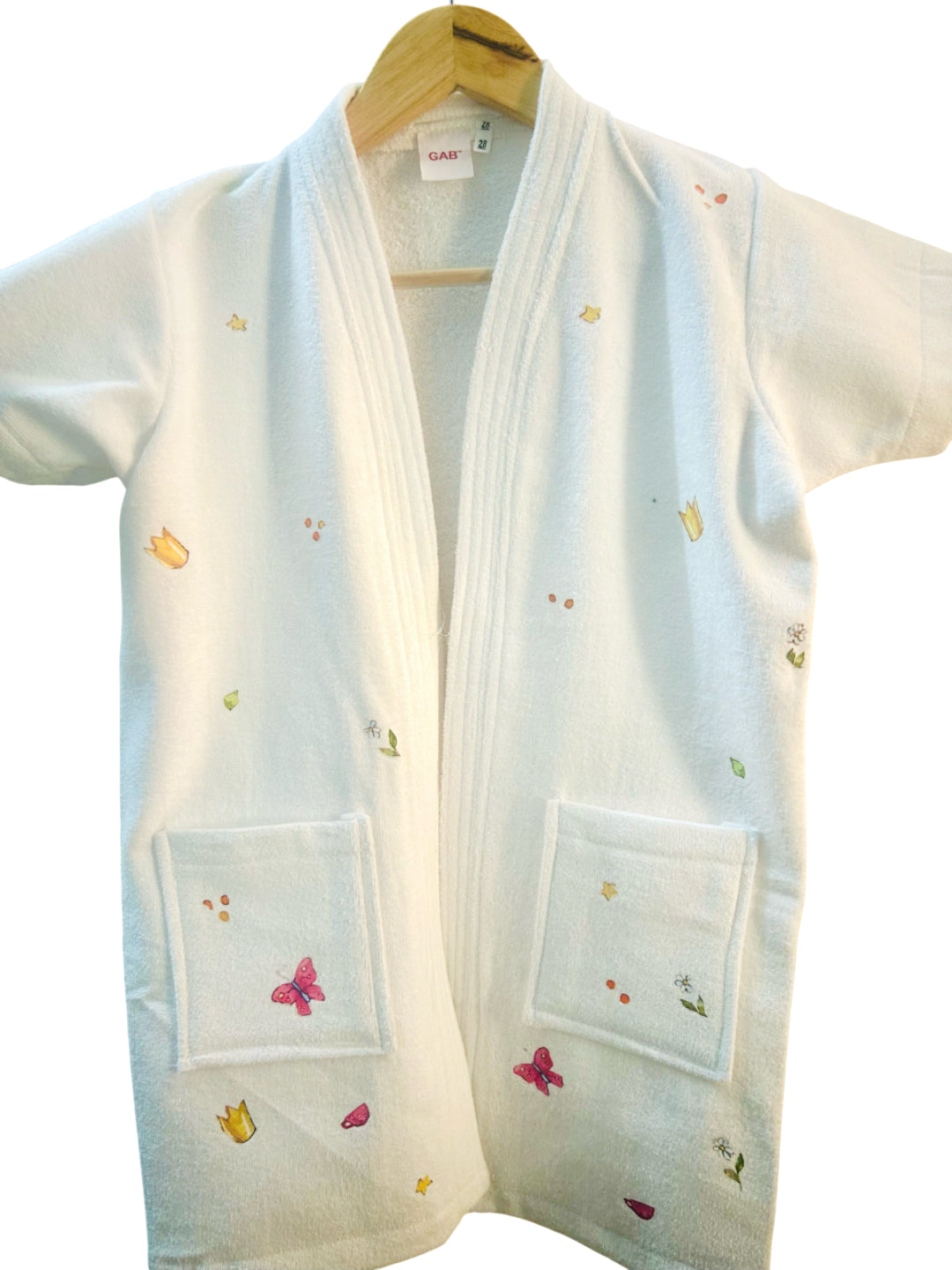 GAB Kids Printed Pure Cotton Shawl Neck Bath Robe With Belt