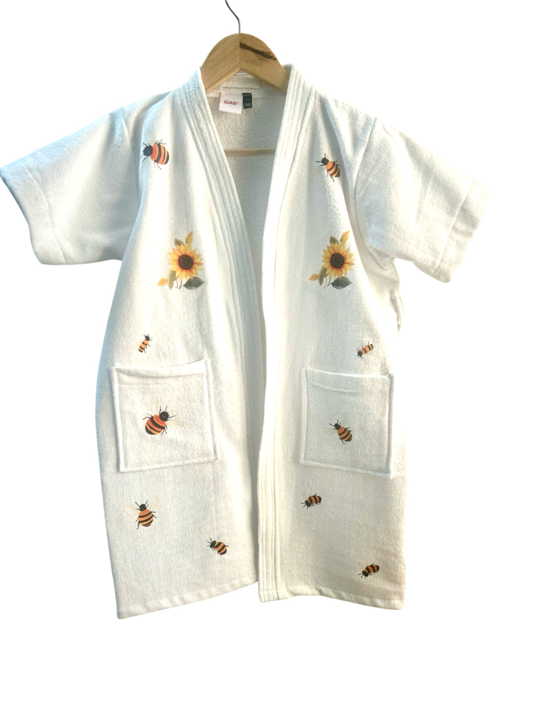 GAB Kids Printed Pure Cotton Shawl Neck Bath Robe With Belt