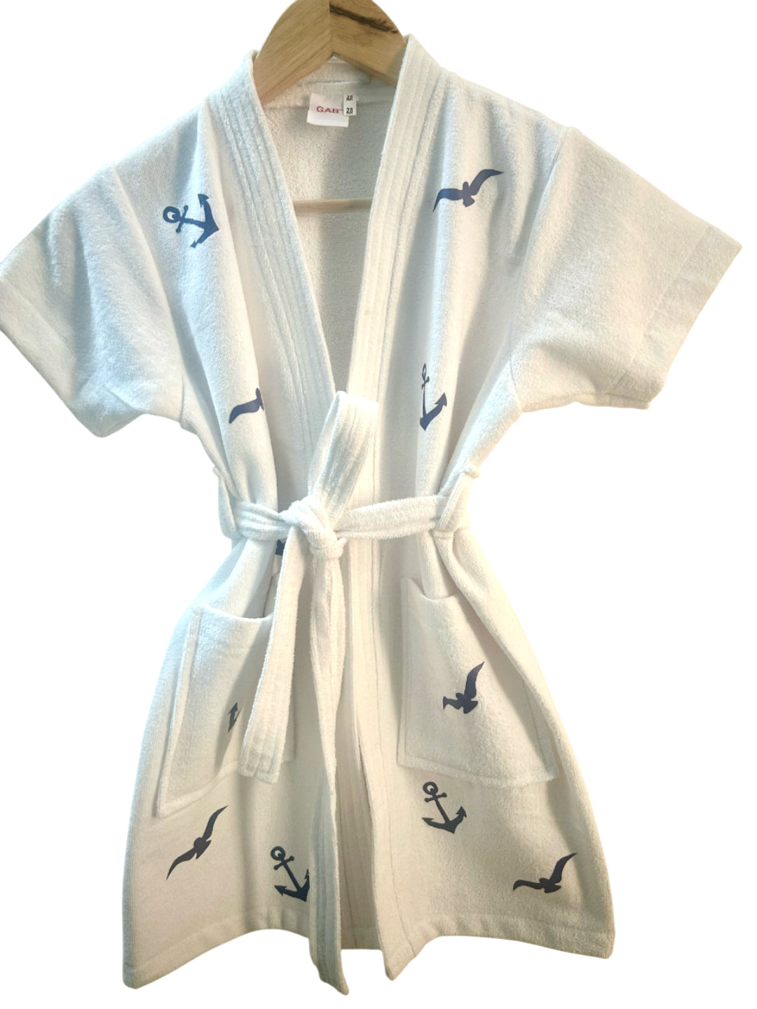 GAB Kids Printed Pure Cotton Shawl Neck Bath Robe With Belt