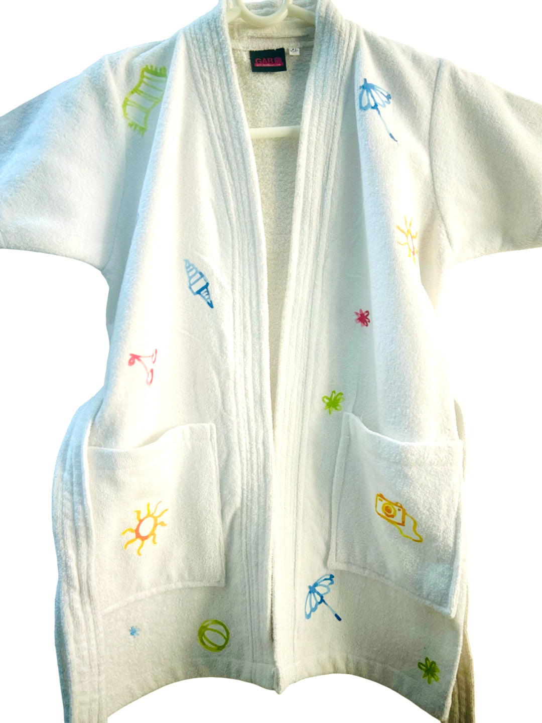 GAB Kids Printed Pure Cotton Shawl Neck Bath Robe With Belt