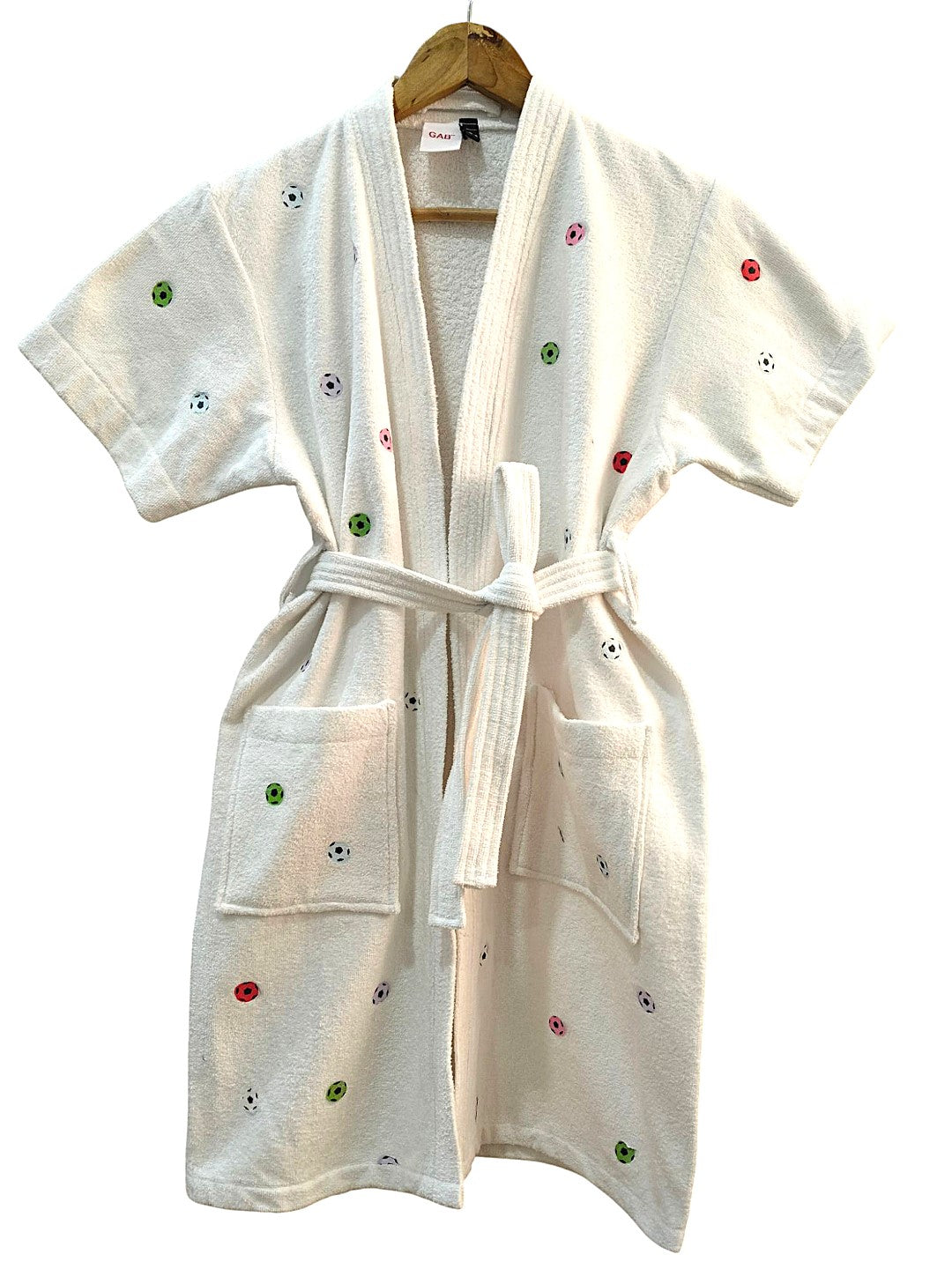 GAB Kids Printed Pure Cotton Shawl Neck Bath Robe With Belt