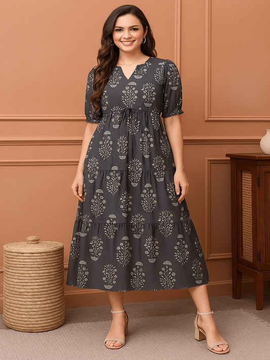 Women Pure Cotton Fit & Flare Midi Dress