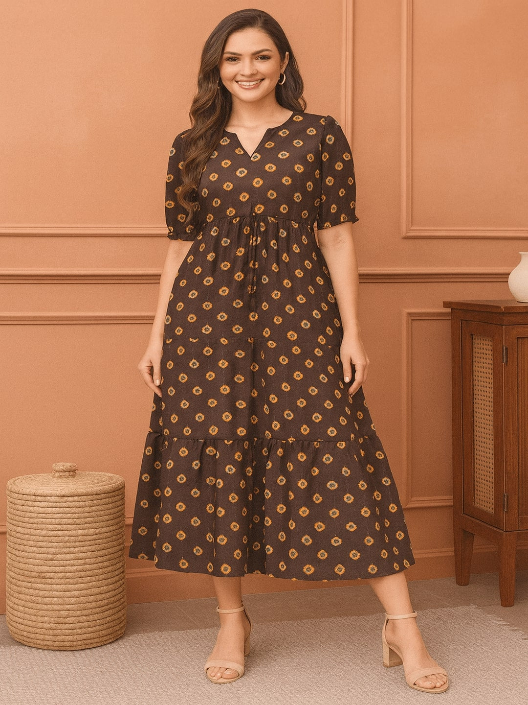 Women Pure Cotton Fit & Flare Midi Dress