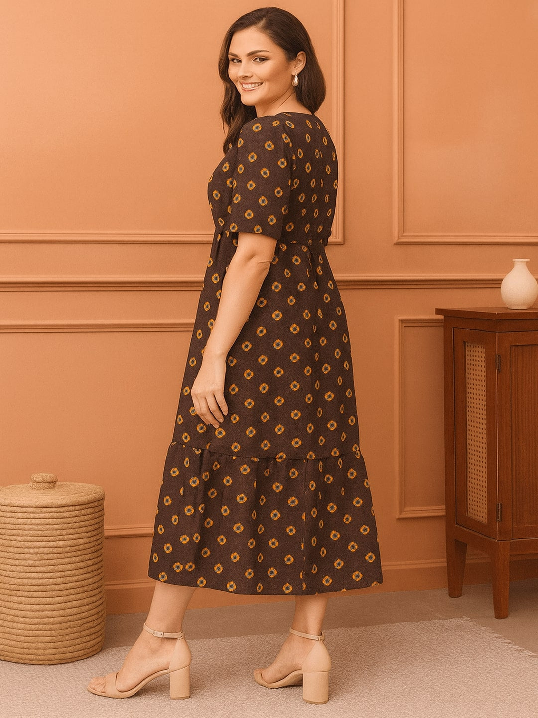 Women Pure Cotton Fit & Flare Midi Dress
