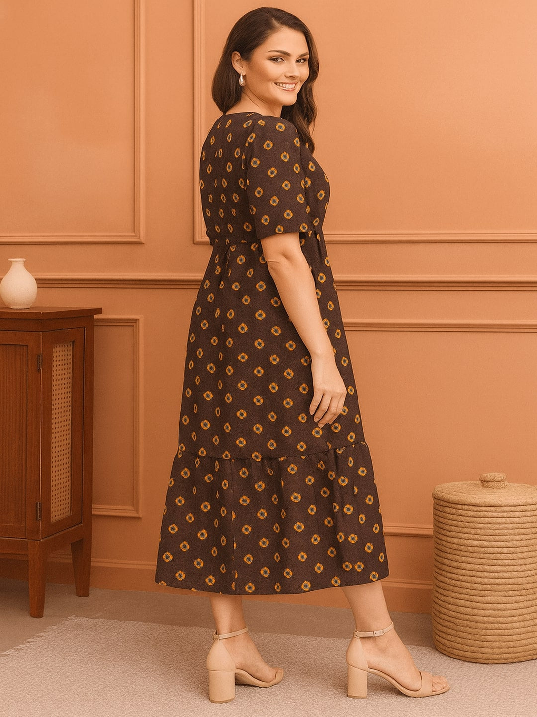 Women Pure Cotton Fit & Flare Midi Dress