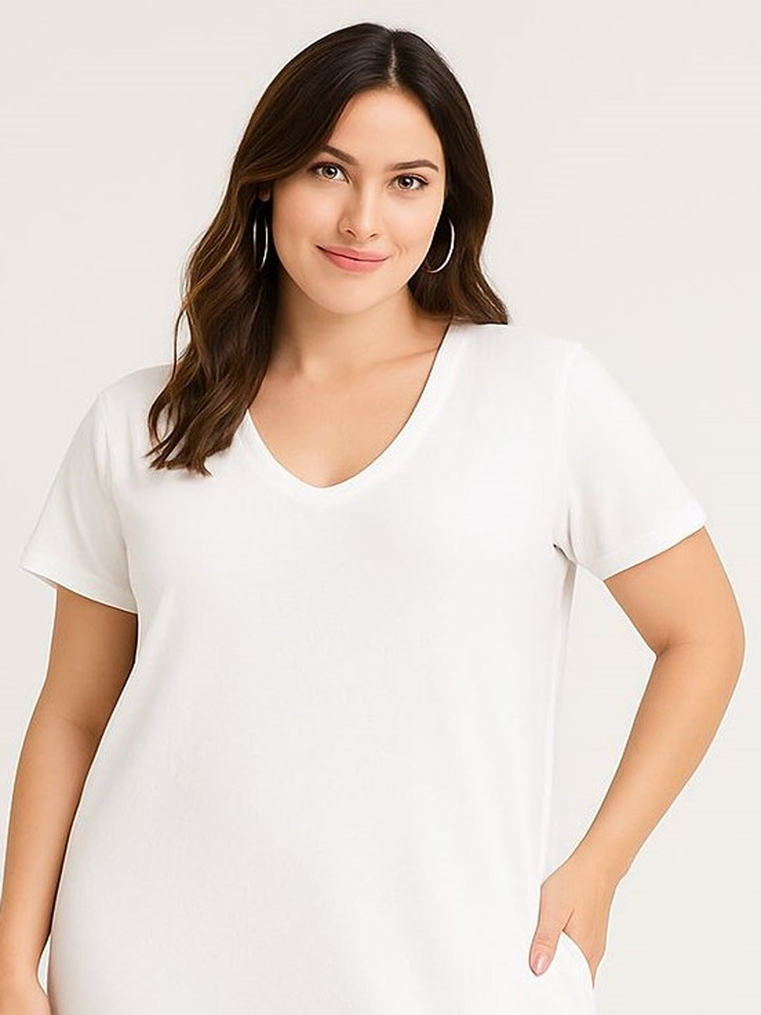 Women's Solid V Neck T shirt Style Dress