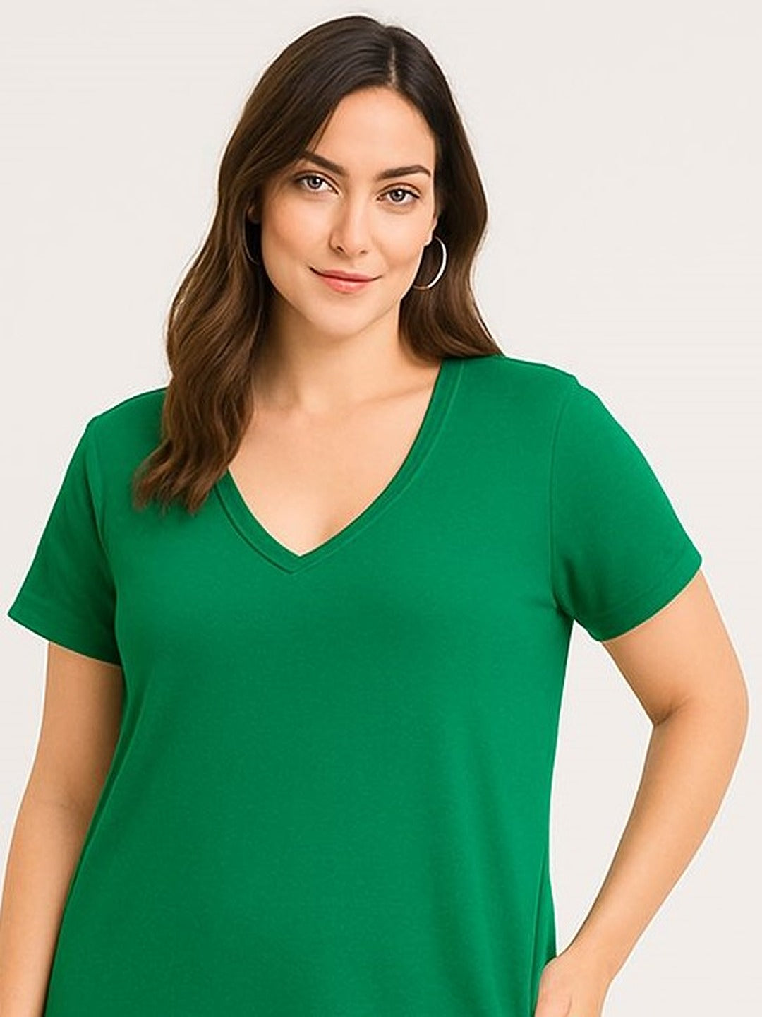 Women's Solid V Neck T shirt Style Dress