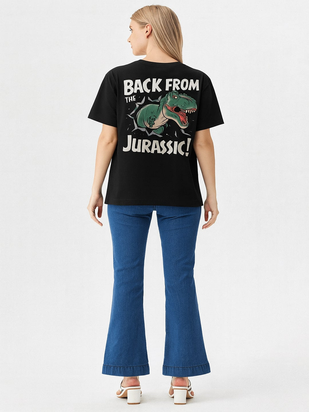 Women Jurassic park Graphic Printed Round Neck Cotton T-shirt