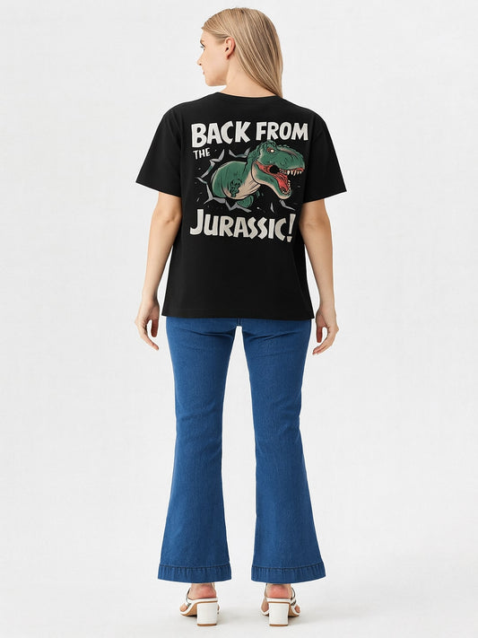 Women Jurassic park Graphic Printed Round Neck Cotton T-shirt