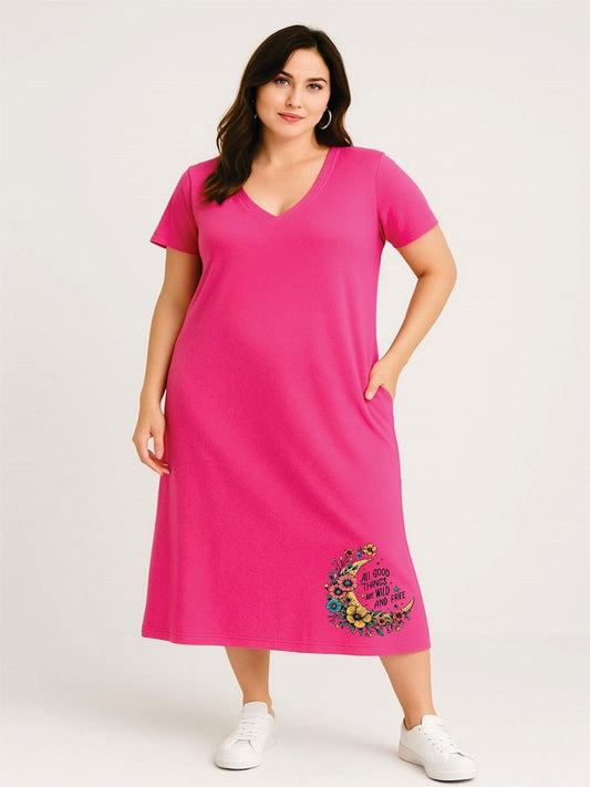 Print T-shirt Midi Dress