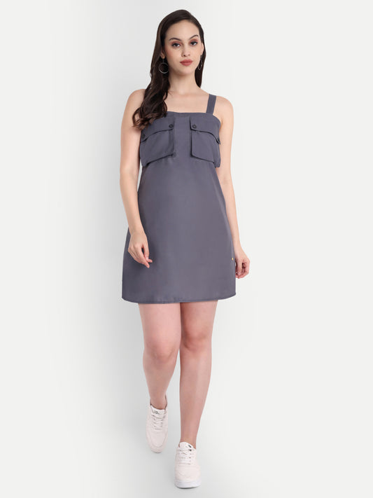 GAB Solid A Line Middi Dress