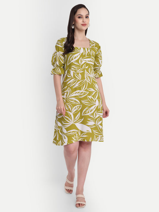 GAB Abstract Printed A-Line Dress