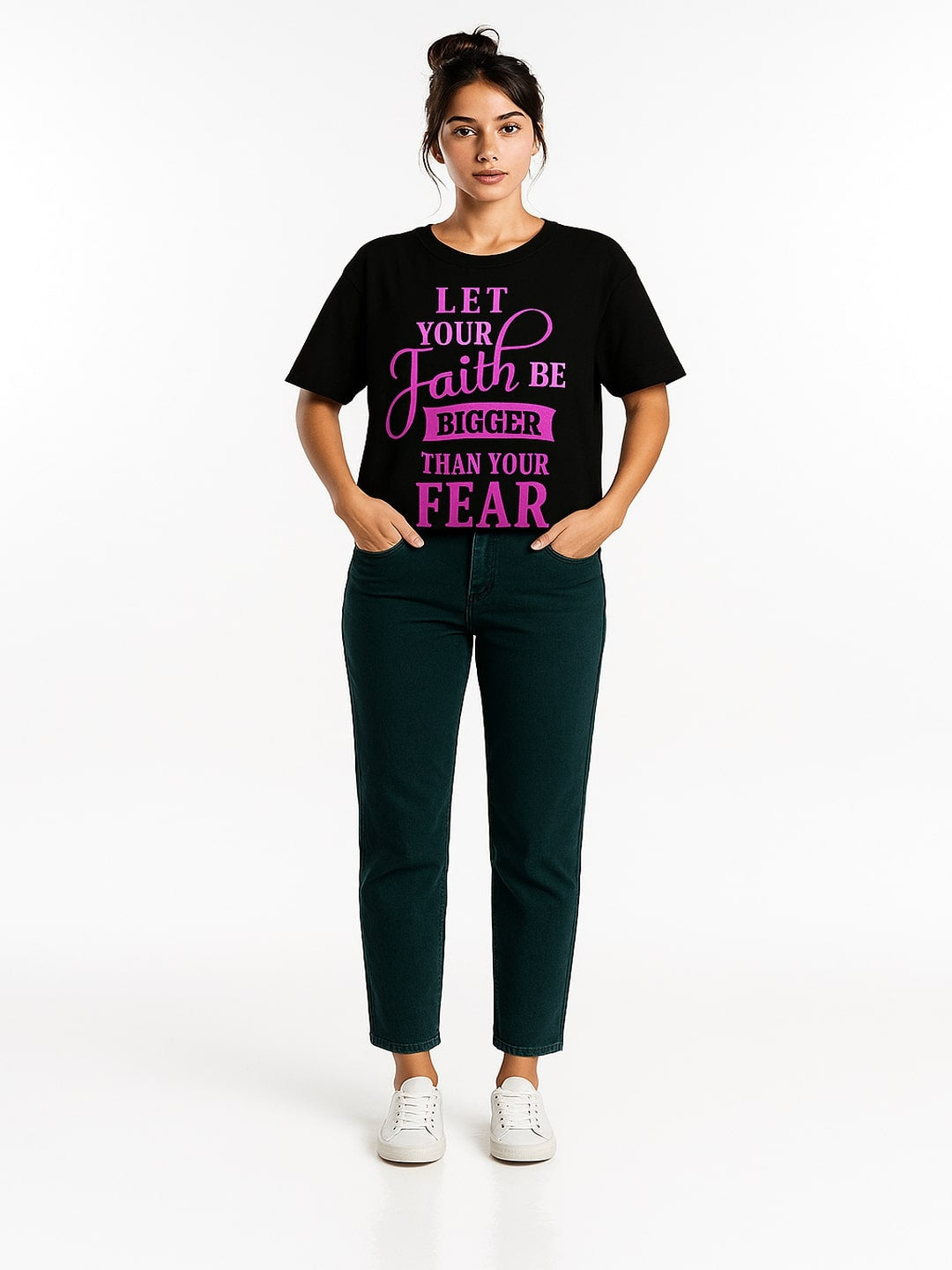 Women Typography Printed Round Neck Cotton T-shirt