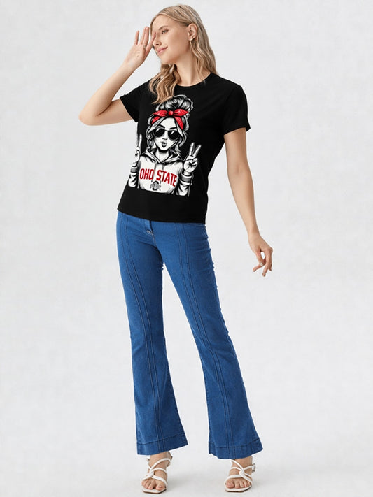 Women Graphic Printed Round Neck Cotton T-shirt
