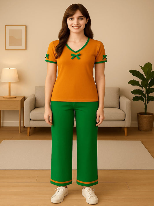 Women V-Neck Pure Cotton Night suit