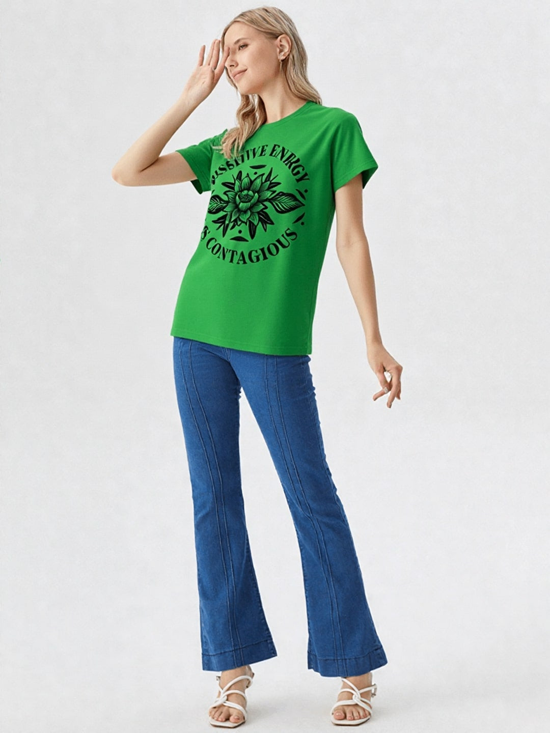 Women Typography Printed Round Neck Cotton T-shirt