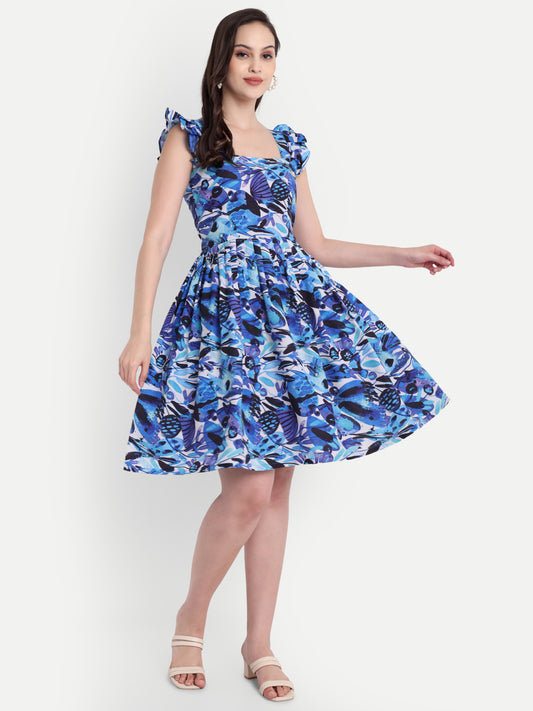 GAB Floral Printed Gathered Dress