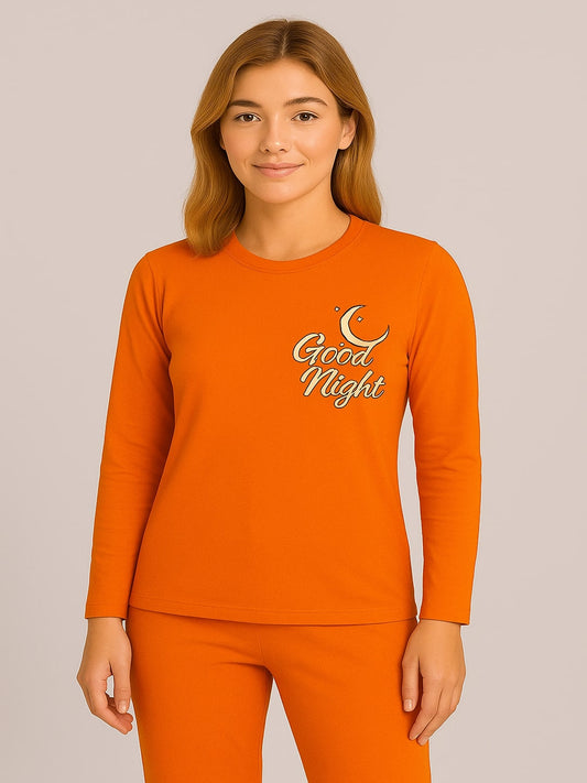 Women Printed Pure Cotton T-Shirt & Trousers Night Suit
