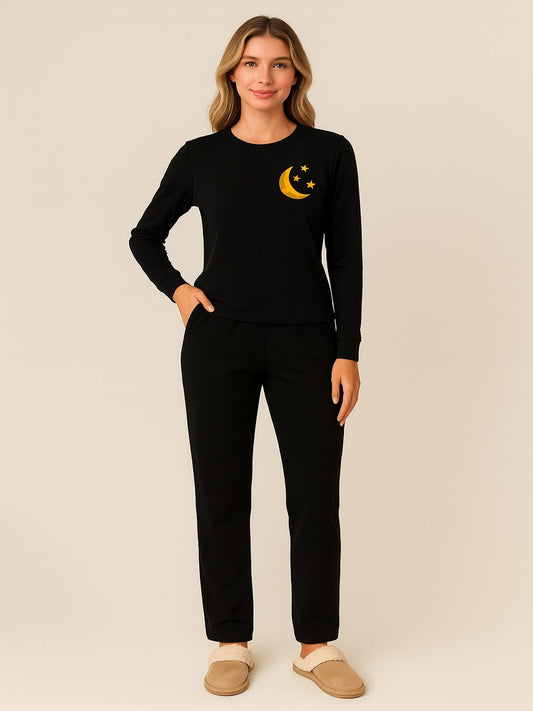 Women Graphic Printed Pure Cotton T-Shirt & Pyjamas Night Suit