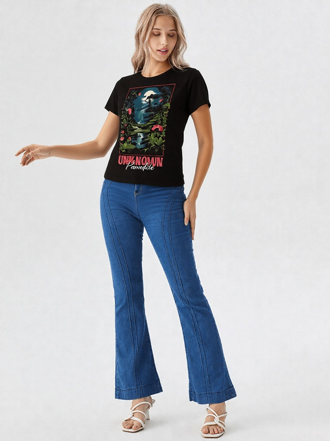 Women Graphic Printed Round Neck Cotton T-shirt