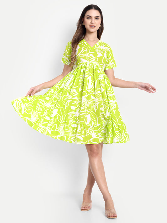 GAB Printed Gathered Dress
