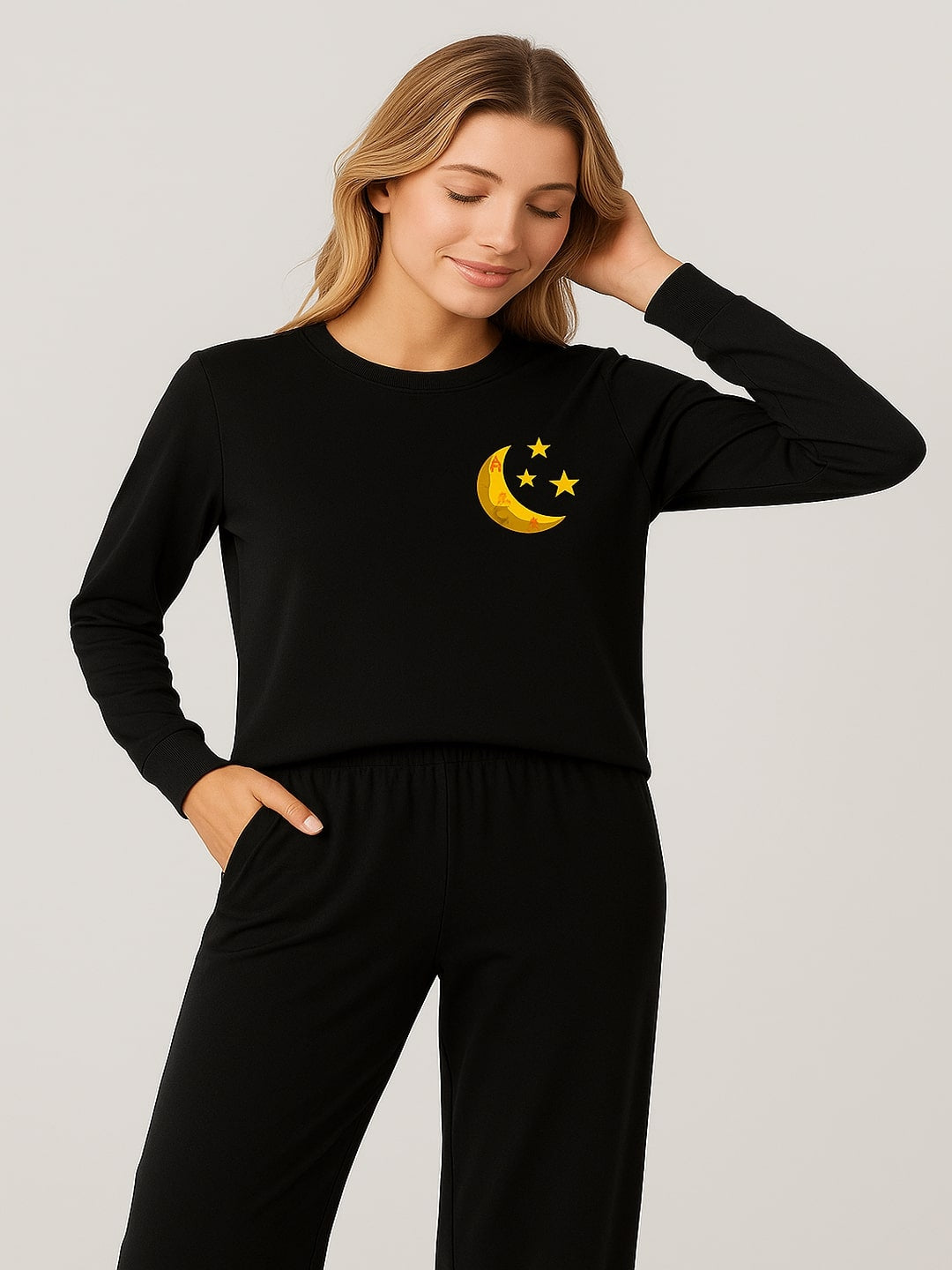 Women Graphic Printed Pure Cotton T-Shirt & Pyjamas Night Suit