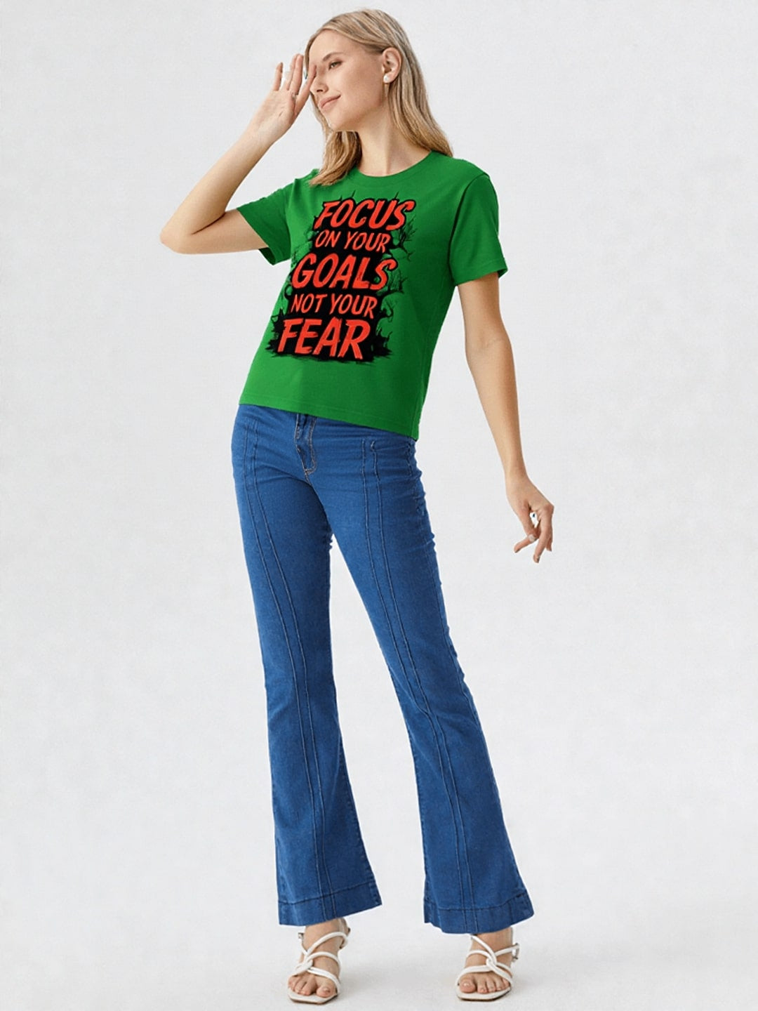 Women Typography Printed Round Neck Cotton T-shirt