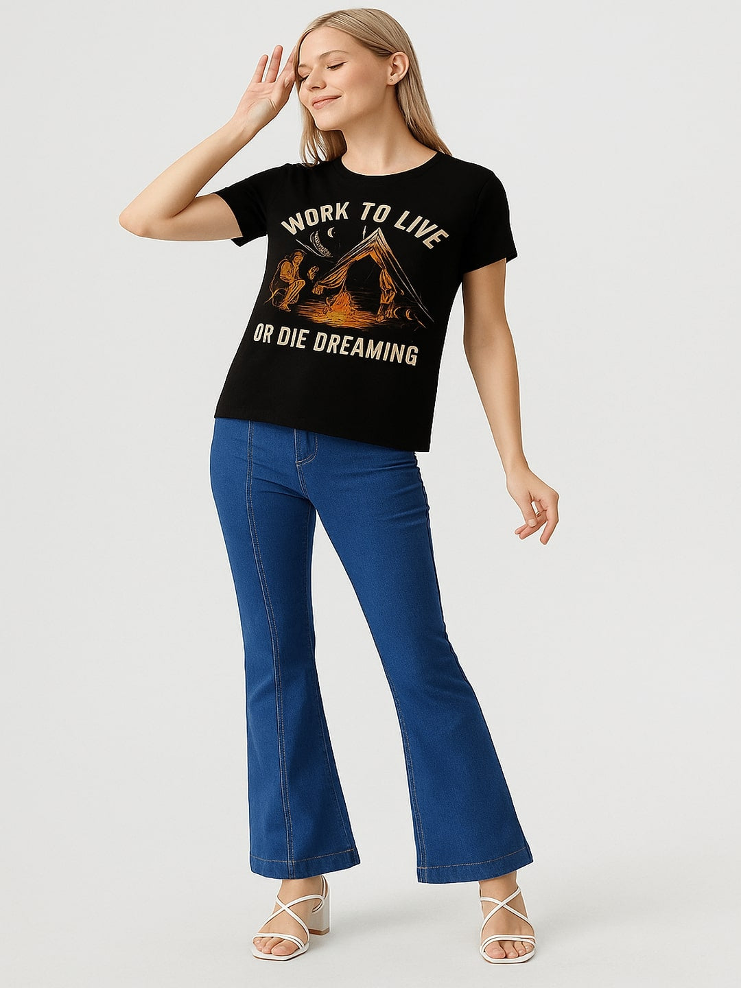 Women Typography Printed Round Neck Cotton T-shirt