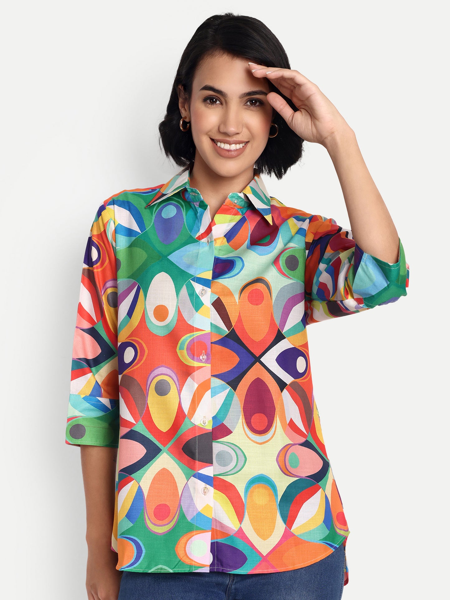 GAB Women Classic  Abstract Printed Casual Shirt
