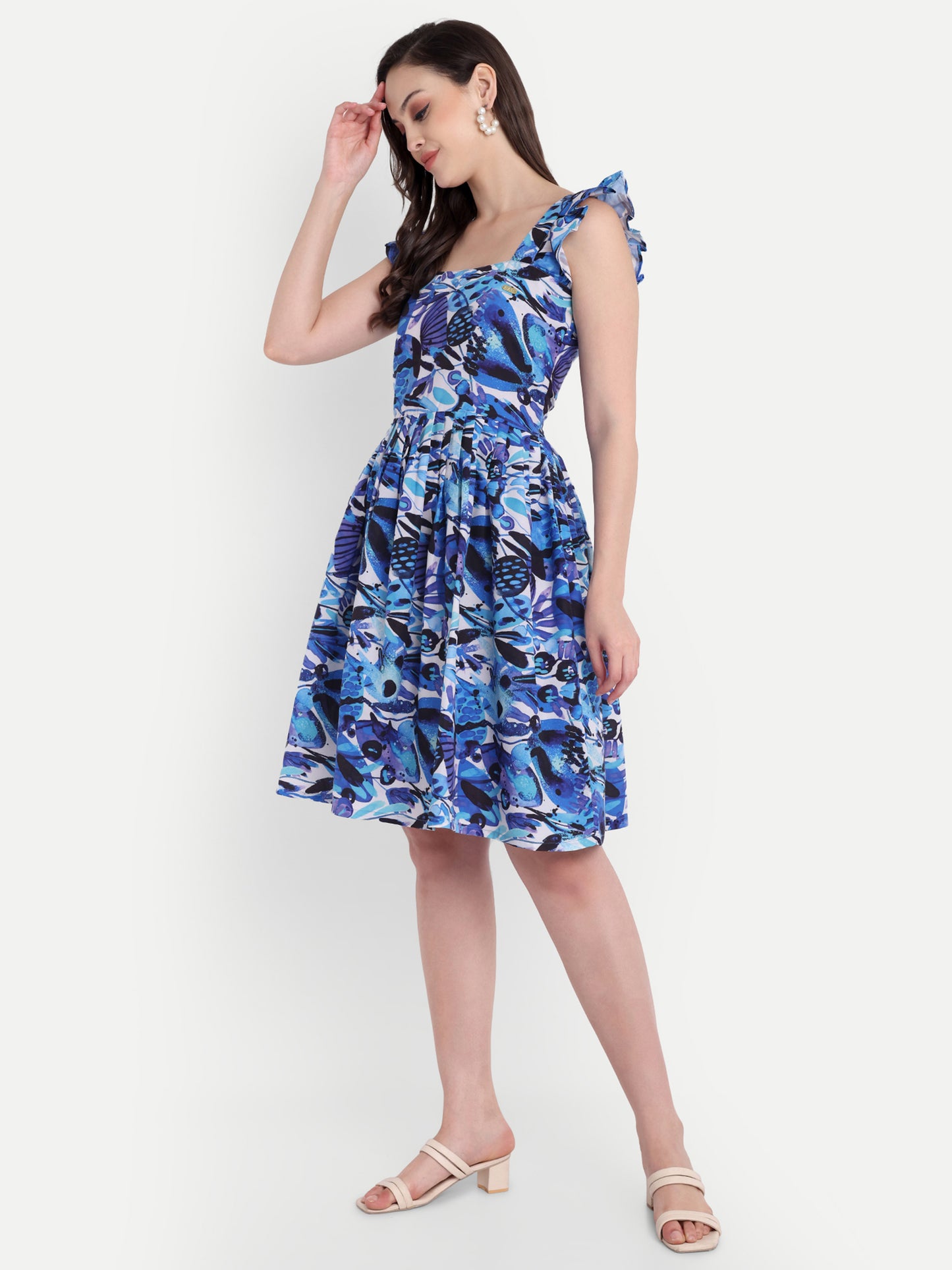 GAB Floral Printed Gathered Dress