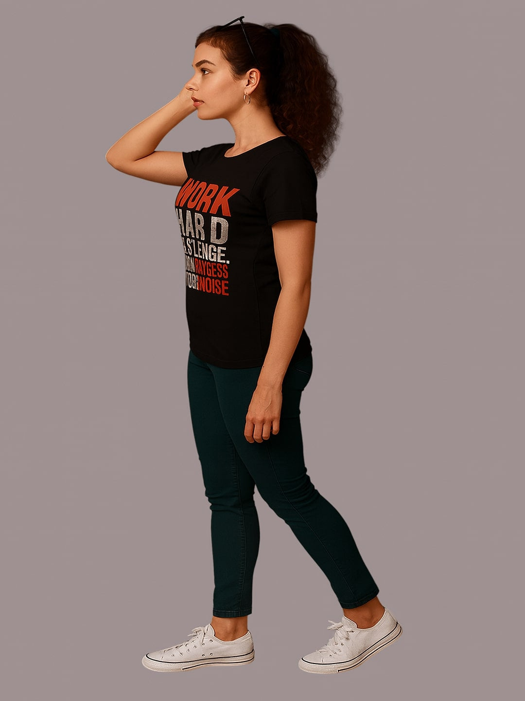 Women Typography Printed Round Neck Cotton T-shirt