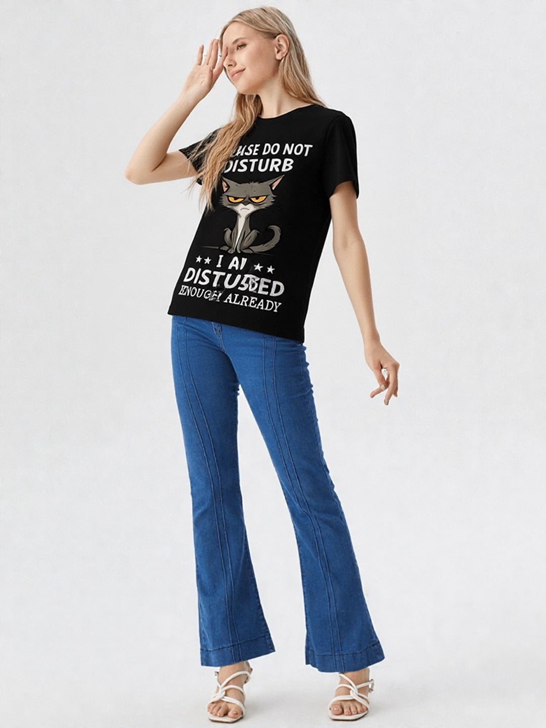 Women Typography Printed Round Neck Cotton T-shirt