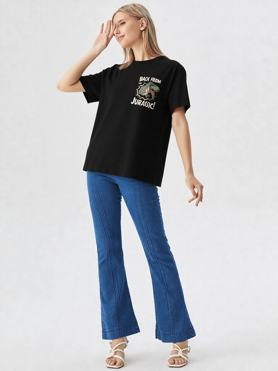 Women Jurassic park Graphic Printed Round Neck Cotton T-shirt