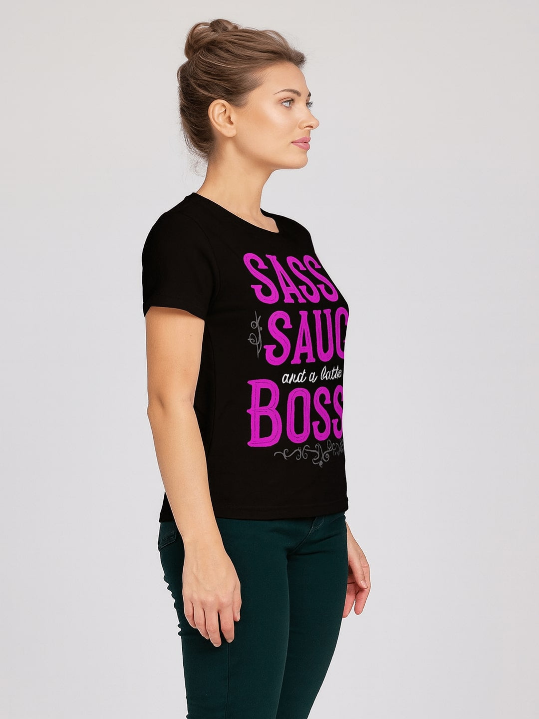 Women Typography Printed Round Neck Cotton T-shirt
