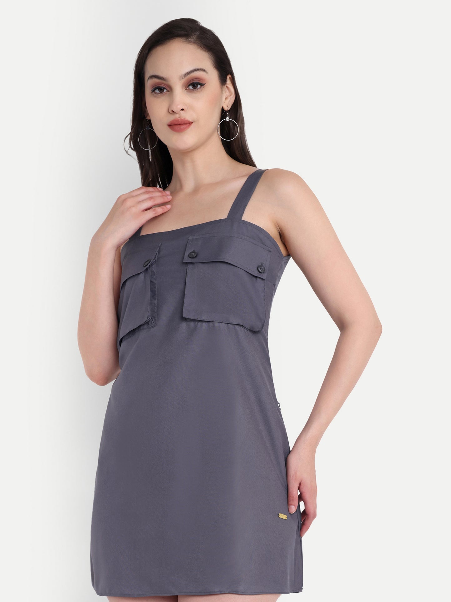 GAB Solid A Line Middi Dress