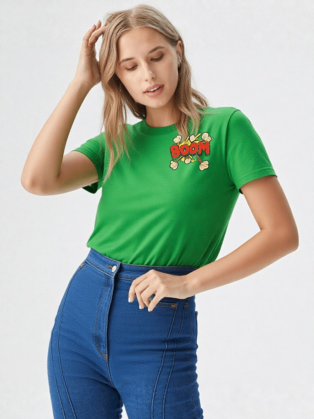 Women Typography Printed Round Neck Cotton T-shirt