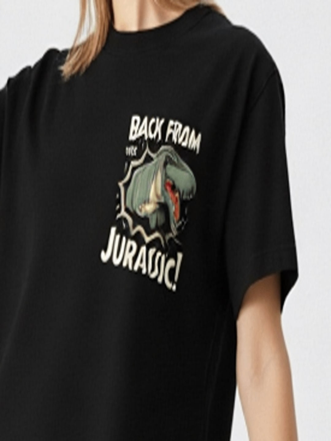 Women Jurassic park Graphic Printed Round Neck Cotton T-shirt