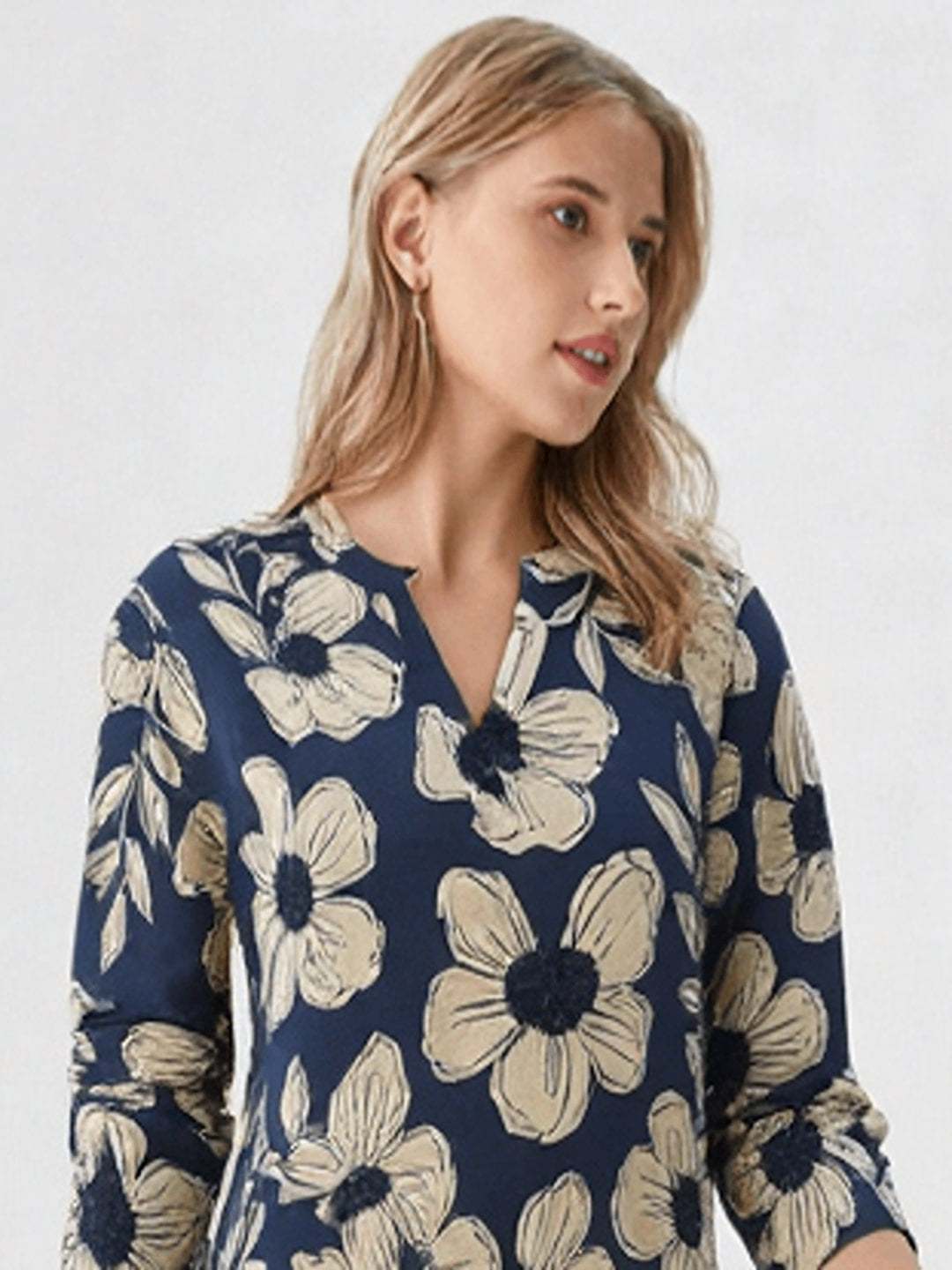 Printed V-Neck Pure Cotton Tunic With Trouser