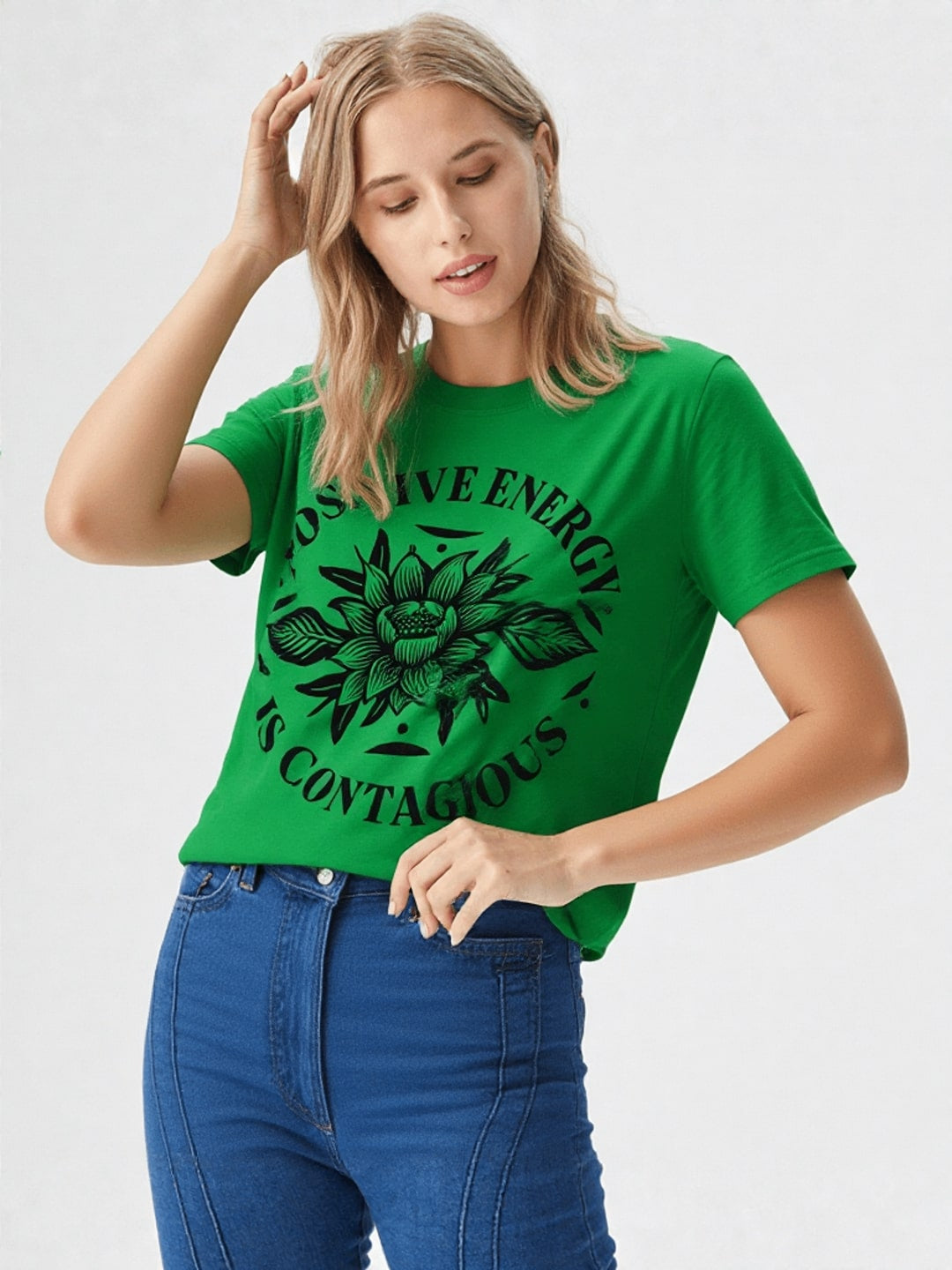 Women Typography Printed Round Neck Cotton T-shirt
